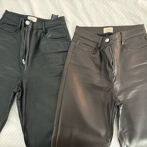 Wilfred Faux Leather Skinny Pants - Black & Dark Brown